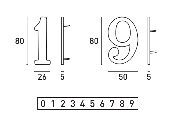 Algarimos 80mm (0 ... 9) - ALUM�NIO